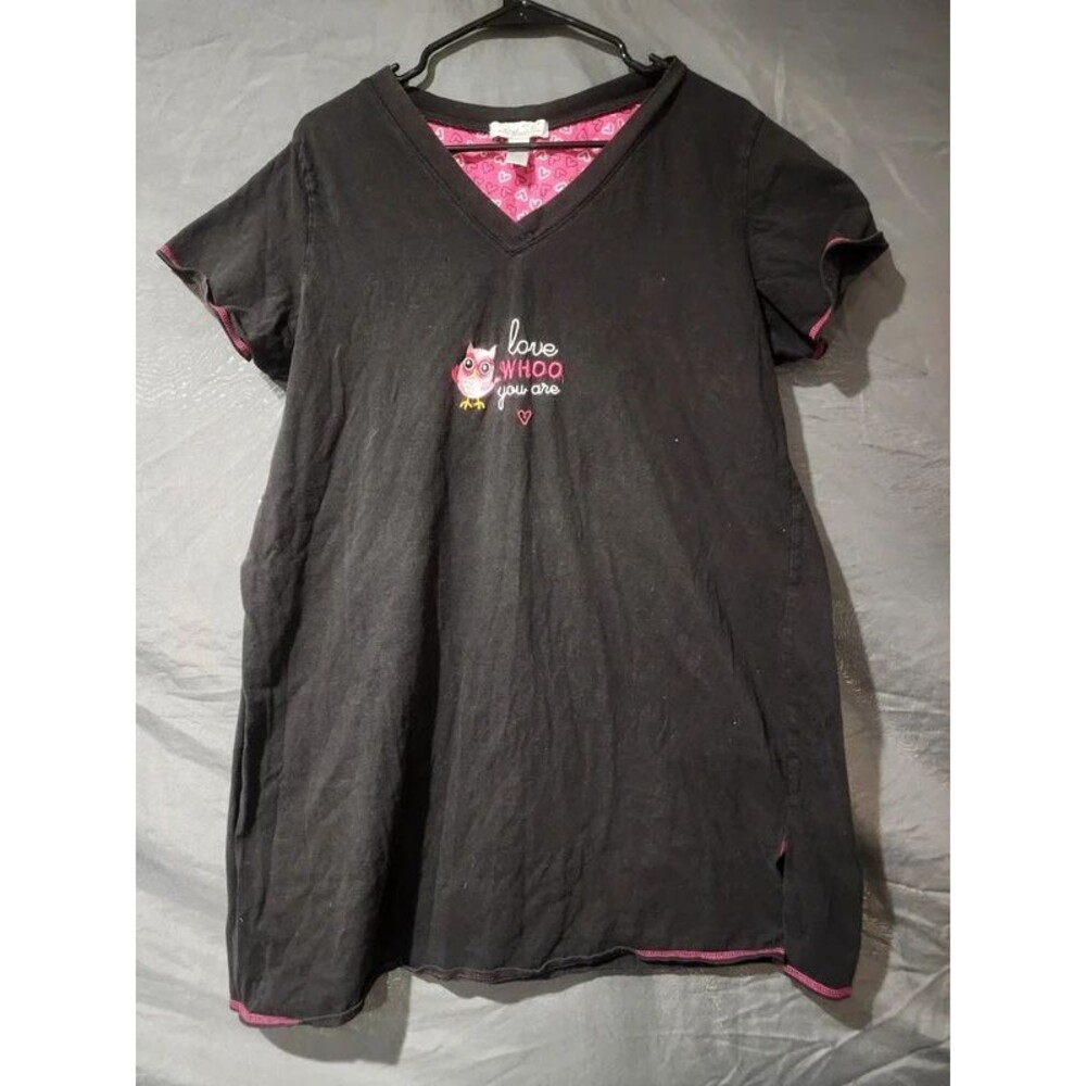 René Rofé Sleepwear black owl nightgown plus size 1X
